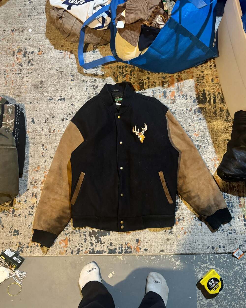 Vintage Peerless Garments Wool Suede Varsity Jacket Embroidered Whitetail Deer